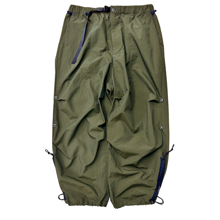 THE CHANGING LENGTH/HEM WIDE ZIP UP TUCKED PANTS